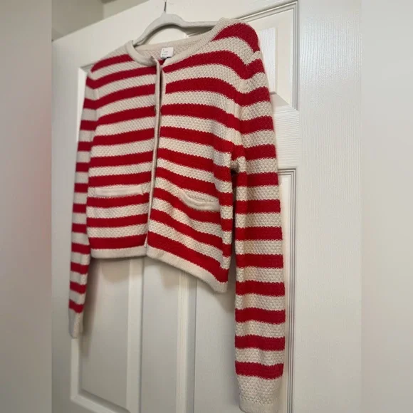 a new day Red and Cream Stripped Cardigan - Picture 2 of 13